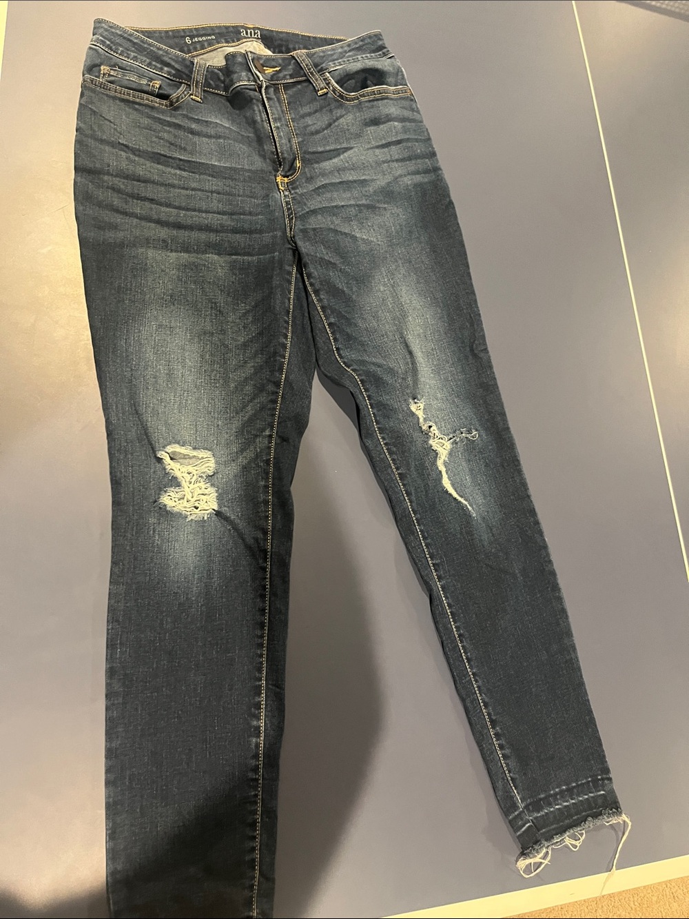 a.n.a Dark Blue Distressed Skinny Jeans